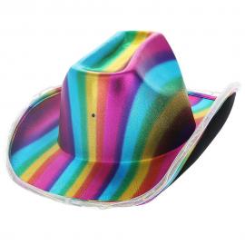 LED Cowgirl Hattu Metallinen Rainbow