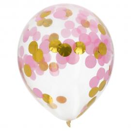 Konfetti-ilmapallot Kulta & Vaaleanpunainen