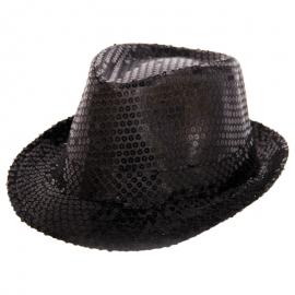 Trilby-hattu Mustilla Paljeteilla