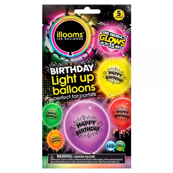 Illooms LED-ilmapallot Happy Birthday