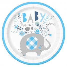 Babyshower Pahvilautaset Elefantti Sininen