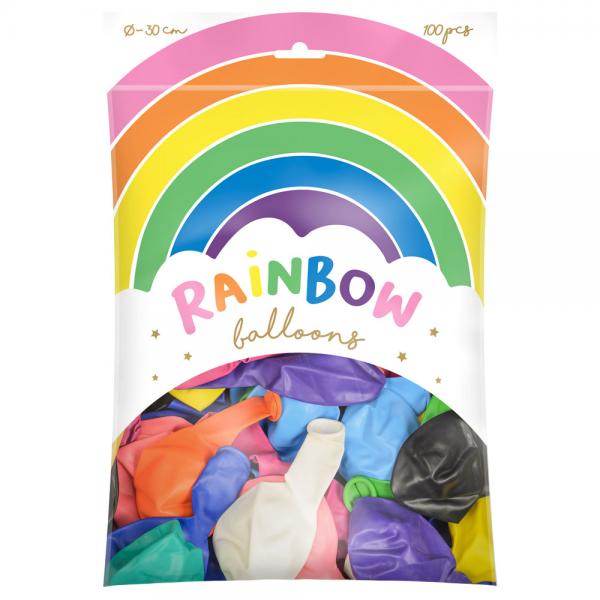 Rainbow Lateksi-ilmapallot Metallic Mix 100-pakkaus