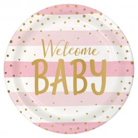 Welcome Baby Pahvilautaset Vaaleanpinkki