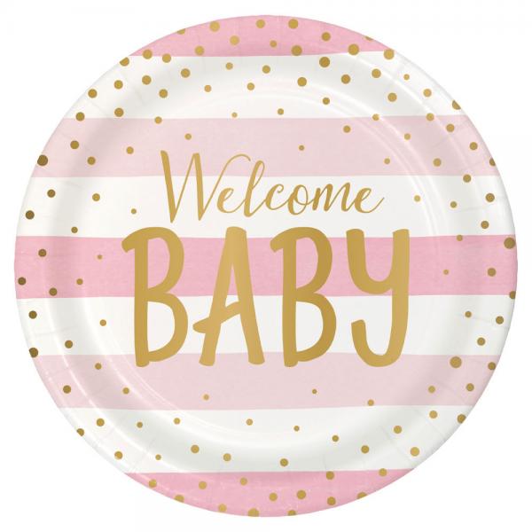 Welcome Baby Pahvilautaset Vaaleanpinkki