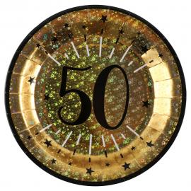 Pahvilautaset 50 v Birthday Party Kulta