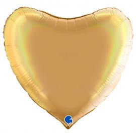Iso Sydänilmapallo Holografinen Platina Samppanja