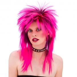 80-luvun Rock-peruukki Vaaleanpunainen
