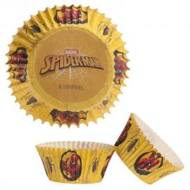Keltaiset Spiderman-muffinivuoat