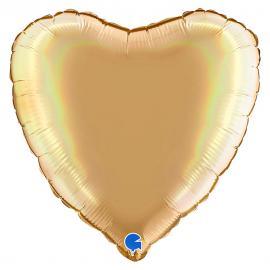 Sydänilmapallo Holografinen Platina Samppanja