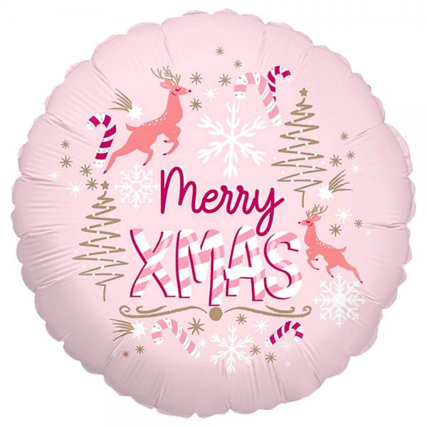 Merry Christmas Folioilmapallo Vaaleanpunainen