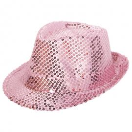 Trilby-hattu Vaaleanpunaisilla Paljeteilla