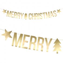 Merry Christmas Kultainen Banderolli