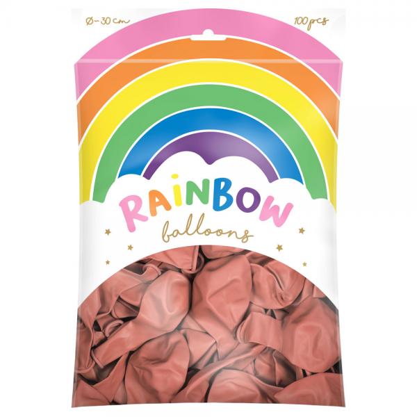 Rainbow Lateksi-ilmapallot Metallic Ruusukulta 100-pakkaus
