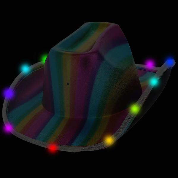 LED Cowgirl Hattu Metallinen Rainbow
