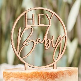 Cake Topper Puinen Hey Baby