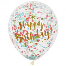 Konfetti-ilmapallot Happy Birthday Monivärinen