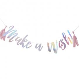 Sateenkaaren Väreissä Kimaltava Banderolli Make a Wish