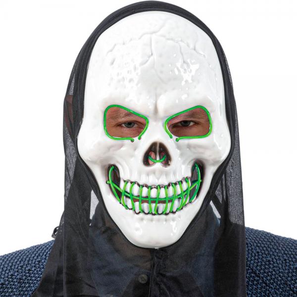 Skull LED-naamio Hupulla Vihre