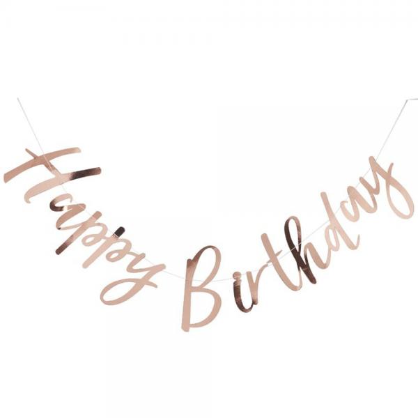 Banderolli Happy Birthday Ruusukulta