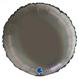 Pyöreä Folioilmapallo Holografinen Platinanharmaa
