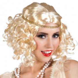 Flapper 20-luvun Peruukki Otsanauhalla Blondi