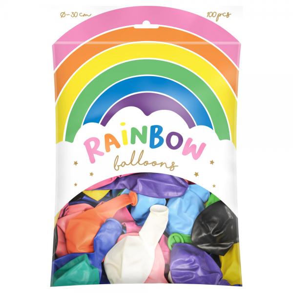 Rainbow Lateksi-ilmapallot Mix 100-pakkaus