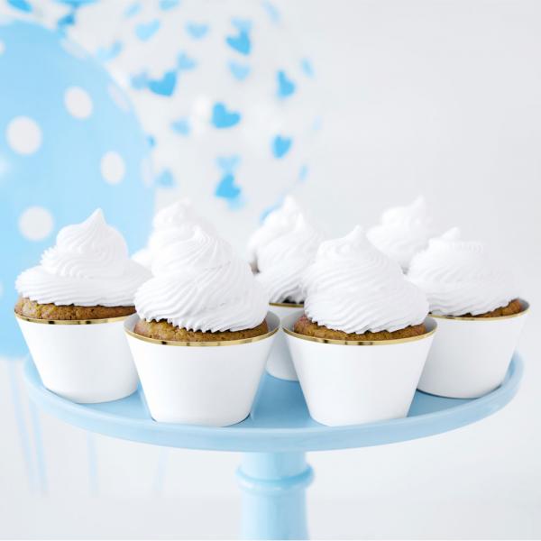 Cupcake Wrappers Kultareuna Valkoinen