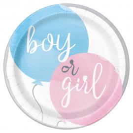 Boy or Girl Paperilautaset Sininen & Vaaleanpunainen