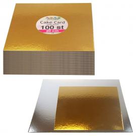 Neliönmuotoiset Kakkualustat Kulta & Hopea 20 cm 100-pakkaus