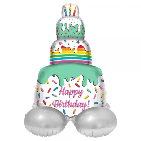 Seisova Folioilmapallo Happy Birthday Kakkuaihe