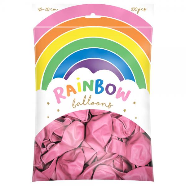 Rainbow Lateksi-ilmapallot Metallic Vaaleanpunainen 100-pakkaus