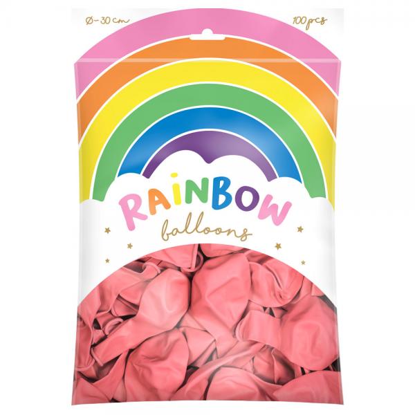 Rainbow Lateksi-ilmapallot Vaaleanpunainen 100-pakkaus