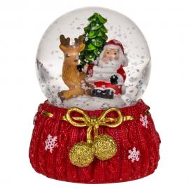 Pieni Lumisadepallo Jouluhahmolla Kultainen Rusetti