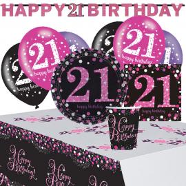 21-vuotisjuhlat Pink Sparkling Celebration Kit 8 hengelle