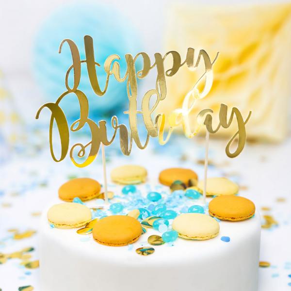 Happy Birthday Cake Topper Kulta