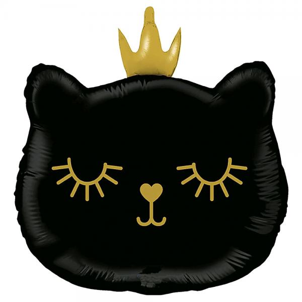 Kissa Prinsessakruunulla Folioilmapallo Musta
