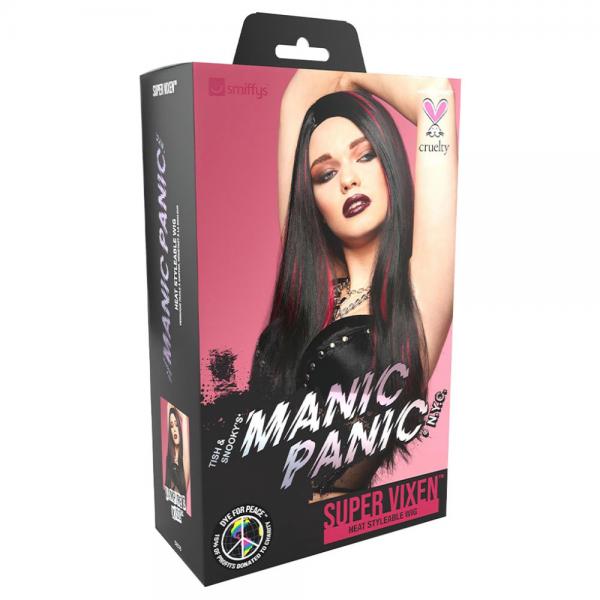 Super Vixen Manic Panic Peruukki Musta & Pinkki