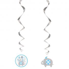 Baby Shower Ripustettava Koristeet Swirls Elefantti Sininen