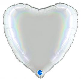 Sydänilmapallo Holografinen Platina Pure