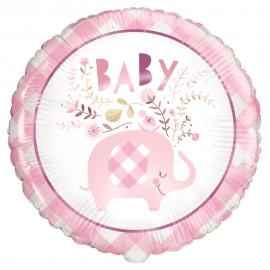 Babyshower Foliopallo Elefantti Vaaleanpunainen
