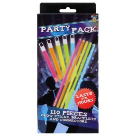 Glowsticks Partypack Rannekorut ja Kaulakorut 110 kpl