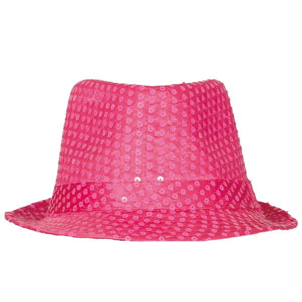 Gangsterihattu Paljeteilla Neonpinkki