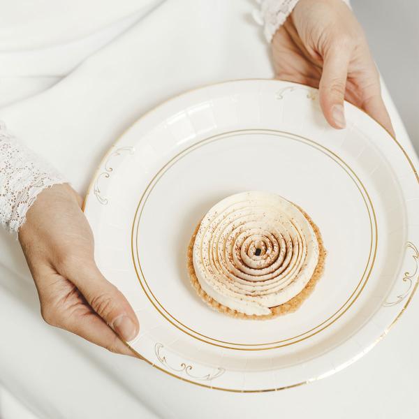 Pahvilautaset Ornament Kulta/Valkoinen 23 cm 6 kpl