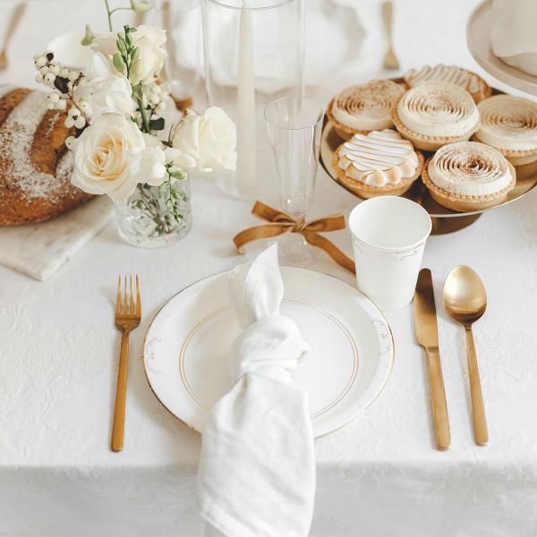 Pahvilautaset Ornament Kulta/Valkoinen 23 cm 6 kpl