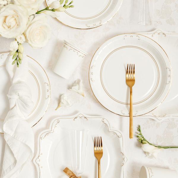 Pahvilautaset Ornament Kulta/Valkoinen 23 cm 6 kpl