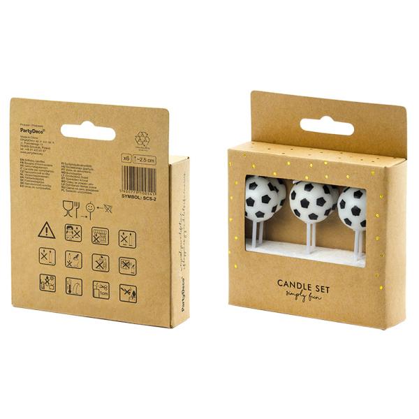 Kakkukynttilät Jalkapallo 6-pakkaus