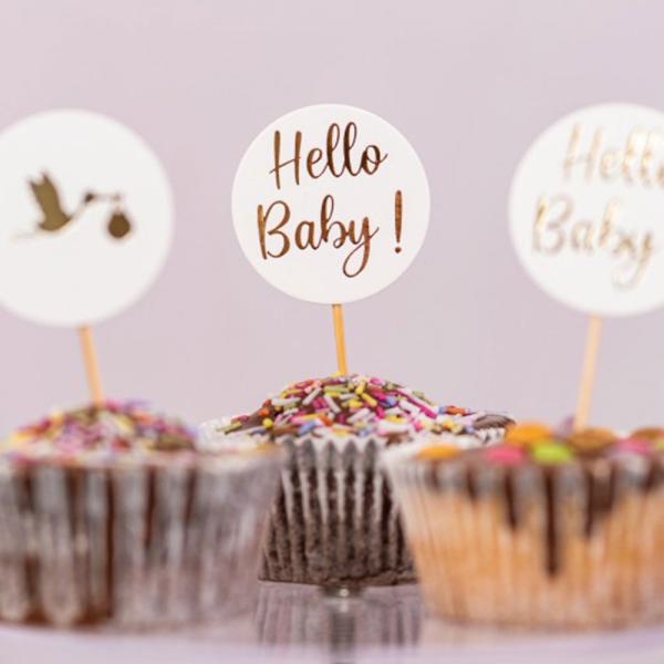 Cake Topper Hello Baby 6 kpl