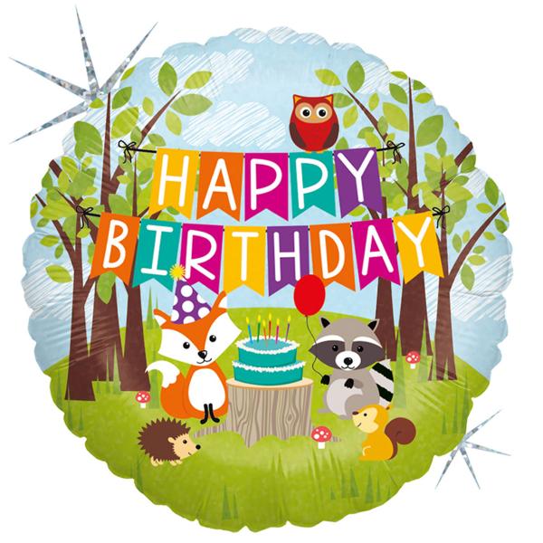 Happy Birthday Folioilmapallo Metsäneläimet