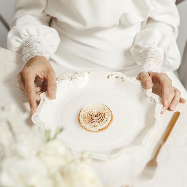 Pahvilautaset Ornament Ornamentti Kulta/Valkoinen 26 cm 6 kpl