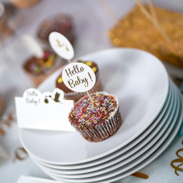 Cake Topper Hello Baby 6 kpl
